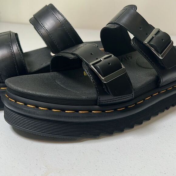 Dr Martens MYLES BRANDO LEATHER BUCKLE SLIDE SANDALS - Picture 4 of 8